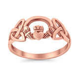 Claddagh Ring Rhodium Plated Plain Celtic Knot Ring 925 Sterling Silver