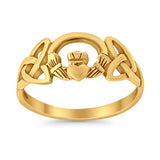 Claddagh Ring Rhodium Plated Plain Celtic Knot Ring 925 Sterling Silver