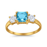 Princess Cut Engagement Ring Simulated Cubic Zirconia 925 Sterling Silver