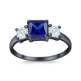 Princess Cut Engagement Ring Simulated Cubic Zirconia 925 Sterling Silver