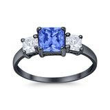 Princess Cut Engagement Ring Simulated Cubic Zirconia 925 Sterling Silver