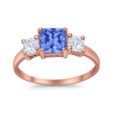 Princess Cut Engagement Ring Simulated Cubic Zirconia 925 Sterling Silver