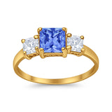 Princess Cut Engagement Ring Simulated Cubic Zirconia 925 Sterling Silver