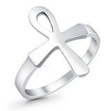 925 Sterling Silver Ankh Ring Plain Simple Egyptian Design Ring