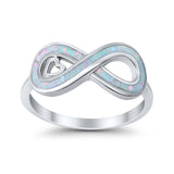 Infinity Heart Promise Ring Lab Created Opal Cubic Zirconia 925 Sterling Silver