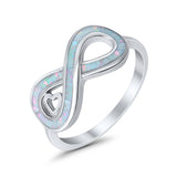 Infinity Heart Promise Ring Lab Created Opal Cubic Zirconia 925 Sterling Silver
