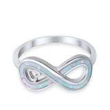 Infinity Heart Promise Ring Lab Created Opal Cubic Zirconia 925 Sterling Silver