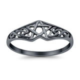 Pentagram Star Plain Ring Celtic Filigree Design 925 Sterling Silver