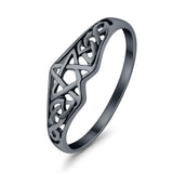 Pentagram Star Plain Ring Celtic Filigree Design 925 Sterling Silver