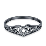 Pentagram Star Plain Ring Celtic Filigree Design 925 Sterling Silver