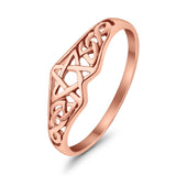 Pentagram Star Plain Ring Celtic Filigree Design 925 Sterling Silver