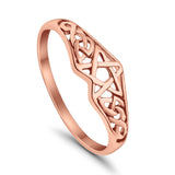 Pentagram Star Plain Ring Celtic Filigree Design 925 Sterling Silver