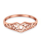 Pentagram Star Plain Ring Celtic Filigree Design 925 Sterling Silver