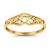 Pentagram Star Plain Ring Celtic Filigree Design 925 Sterling Silver