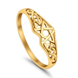 Pentagram Star Plain Ring Celtic Filigree Design 925 Sterling Silver