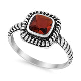 Cable Shank Design Wedding Ring Simulated Cubic Zirconia 925 Sterling Silver
