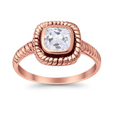 Cable Shank Design Wedding Ring Simulated Cubic Zirconia 925 Sterling Silver