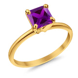 Solitaire Wedding Ring Princess Cut Simulated Cubic Zirconia 925 Sterling Silver