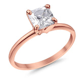 Solitaire Wedding Ring Princess Cut Simulated Cubic Zirconia 925 Sterling Silver