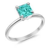 Solitaire Wedding Ring Princess Cut Simulated Cubic Zirconia 925 Sterling Silver
