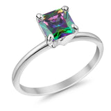 Solitaire Wedding Ring Princess Cut Simulated Cubic Zirconia 925 Sterling Silver
