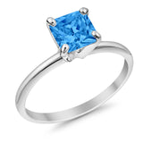 Solitaire Wedding Ring Princess Cut Simulated Cubic Zirconia 925 Sterling Silver