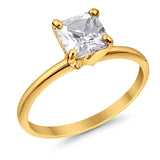 Solitaire Wedding Ring Princess Cut Simulated Cubic Zirconia 925 Sterling Silver