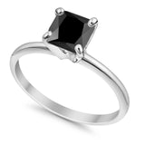 Solitaire Wedding Ring Princess Cut Simulated Cubic Zirconia 925 Sterling Silver