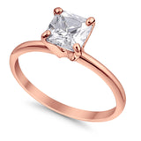 Solitaire Wedding Ring Princess Cut Simulated Cubic Zirconia 925 Sterling Silver