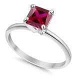 Solitaire Wedding Ring Princess Cut Simulated Cubic Zirconia 925 Sterling Silver