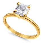 Solitaire Wedding Ring Princess Cut Simulated Cubic Zirconia 925 Sterling Silver