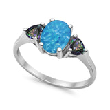 Fashion Promise Ring 3-Stone Simulated Rainbow Cubic Zirconia 925 Sterling Silver