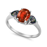 Fashion Promise Ring 3-Stone Simulated Rainbow Cubic Zirconia 925 Sterling Silver