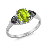 Fashion Promise Ring 3-Stone Simulated Rainbow Cubic Zirconia 925 Sterling Silver