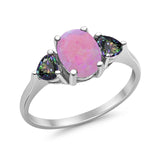 Fashion Promise Ring 3-Stone Simulated Rainbow Cubic Zirconia 925 Sterling Silver