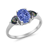 Fashion Promise Ring 3-Stone Simulated Rainbow Cubic Zirconia 925 Sterling Silver