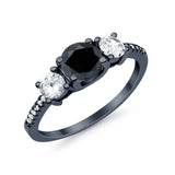 Three Stone Wedding Ring Round Simulated Cubic Zirconia 925 Sterling Silver