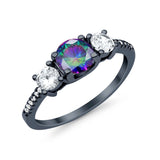 Three Stone Wedding Ring Round Simulated Cubic Zirconia 925 Sterling Silver