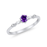 Petite Dainty Art Deco Wedding Engagement Ring Round Marquise Simulated Cubic Zirconia 925 Sterling Silver
