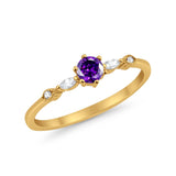 Petite Dainty Art Deco Wedding Engagement Ring Round Marquise Simulated Cubic Zirconia 925 Sterling Silver