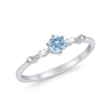 Petite Dainty Art Deco Wedding Engagement Ring Round Marquise Simulated Cubic Zirconia 925 Sterling Silver