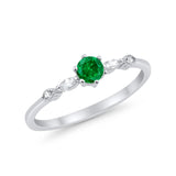 Petite Dainty Art Deco Wedding Engagement Ring Round Marquise Simulated Cubic Zirconia 925 Sterling Silver