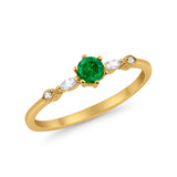 Petite Dainty Art Deco Wedding Engagement Ring Round Marquise Simulated Cubic Zirconia 925 Sterling Silver
