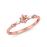 Petite Dainty Art Deco Wedding Engagement Ring Round Marquise Simulated Cubic Zirconia 925 Sterling Silver