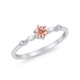 Petite Dainty Art Deco Wedding Engagement Ring Round Marquise Simulated Cubic Zirconia 925 Sterling Silver