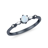 Petite Dainty Art Deco Wedding Engagement Ring Round Marquise Simulated Cubic Zirconia 925 Sterling Silver