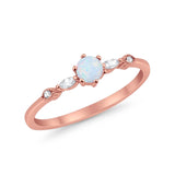 Petite Dainty Art Deco Wedding Engagement Ring Round Marquise Simulated Cubic Zirconia 925 Sterling Silver