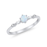 Petite Dainty Art Deco Wedding Engagement Ring Round Marquise Simulated Cubic Zirconia 925 Sterling Silver