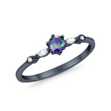 Petite Dainty Art Deco Wedding Engagement Ring Round Marquise Simulated Cubic Zirconia 925 Sterling Silver
