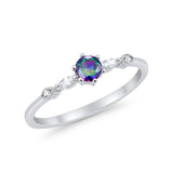 Petite Dainty Art Deco Wedding Engagement Ring Round Marquise Simulated Cubic Zirconia 925 Sterling Silver